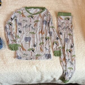 Little Sleepies Safari Animal Print Pajama Set with Green Trim